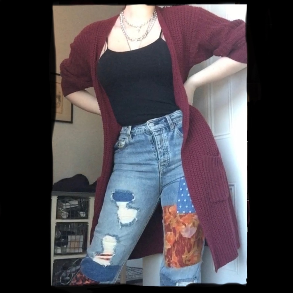 Red kimono style sweater